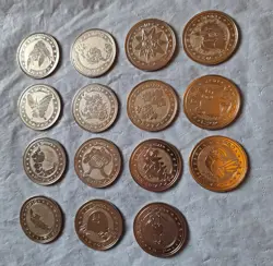 Pokemon Vintage Japanese Silver Meiji Coins Bundle X15 - Image 3