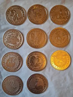 Pokemon Vintage Japanese Silver Meiji Coins Bundle Flareon Ninetales Squirtle - Image 1