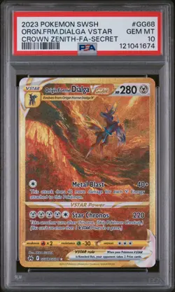 Pokemon Origin Forme Dialga VSTAR Crown Zenith Secret Rare Full Art #GG68 PSA 10 - Image 1