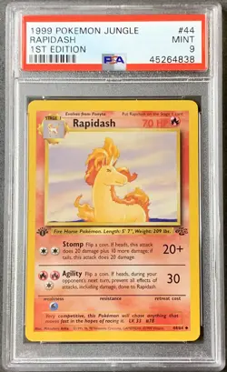 G2U Pokmon Card 1st Edition Rapidash PSA 9 Mint Jungle Set 44 WOTC 1999 - Image 1