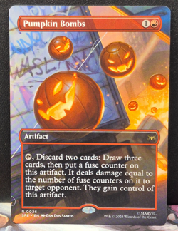 Pumpkin Bombs R 0026 BORDERLESS Near Mint Marvel Spiderman Eternal MTG Card Rare - Image 1