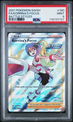 2021 POKEMON SWORD & SHIELD BATTLE STYLES #160 FULL ART/KORRINA'S FOCUS PSA 9 - Image 3