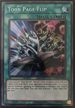 Toon Page-Flip Secret Rare 1st Edition BLCR-EN068 YuGiOh TCG Card - Image 1