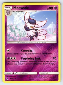 Meowstic 80/214 2019 SM Unbroken Bonds Pokemon Card Reverse Holo Rare - Nm/Vlp - Image 1