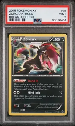 Pokemon PSA 9 Zoroark #91 Holo Breakthrough 2015 English - Image 3