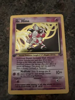 Pokemon Cards: Jungle 1st Edition Rare Holo: Mr. Mime 6/64 - Image 1