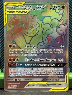 Pokemon TCG Marshadow Machamp Tag Team GX Card 221/214 Secret Unbroken Bonds MP - Image 1
