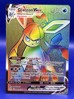 2021 Pokemon Card Swsh07: Evolving Skies Glaceon VMAX (Secret) 208/203 Holo NM - Image 1