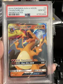 2019 Pokemon Sun & Moon Hidden Fates Charizard GX #9 Graded PSA 10 GEM MINT - Image 1