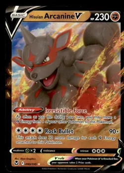 Pokemon TCG SWSH12: Silver Tempest #090/195 Hisuian Arcanine V NM - Image 1