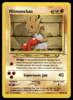 Pokemon TCG Neo Destiny #069/105 Hitmonchan MP (Scratches) - Image 1