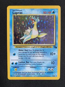 Lapras 10/62 Fossil Holo Pokemon LP - Image 1