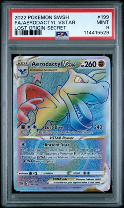2022 POKEMON SWORD & SHIELD LOST ORIGIN SECRET FULL ART/AERODACTYL VSTAR PSA 9 - Image 1