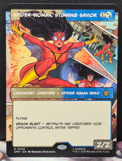 Spider-Woman, Stunning Savior R 0230 BORDERLESS NM Marvel Spiderman MTG Card - Image 1