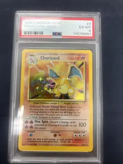 Charizard 4/102 Pokemon Card Base Set Unlimited Holo Rare 1999 WOTC PSA 6 G25905 - Image 1