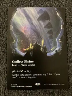 Magic The Gathering MTG - Godless Shrine (Borderless) Foil - EOE - Image 1