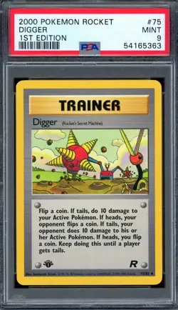 PSA 9 Pokemon 2000 Team Rocket 1st Edition Digger Trainer #75 - Image 1