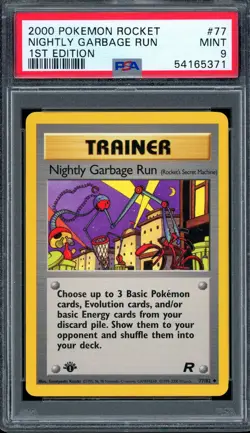 PSA 9 Pokemon 2000 Team Rocket 1st Edition Nightly Garbage Run Trainer #77 - Image 1