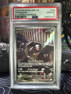2023 Pokemon OBF EN Houndour Illustration Rare 204 PSA 10 - Image 1