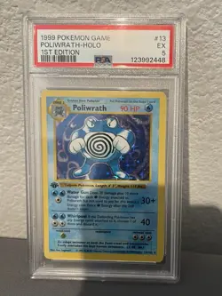1999 Poliwrath Holo Rare Pokemon TCG Base Set EX PSA 5 - Image 1