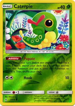 POKEMON CARD REVERSE HOLO CATERPIE 2/214 NO 010 WORM POKEMON TCG CCG - Image 1
