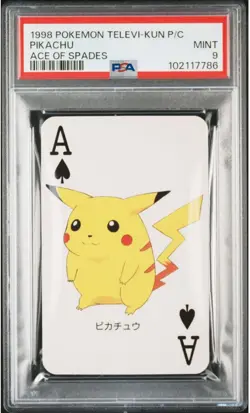 PSA 9 Pikachu Pokemon Televi-kun Magazine Playing Card Ace of Spades 1998 - Image 1