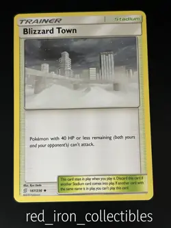 Blizzard Town 187/236 Uncommon Unified Minds Sun & Moon Pokemon Card 2019 - Image 1