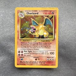 Pokemon TCG Charizard Base Set Holo Unlimited Rare Card 4/102 Heavily Played - Image 1