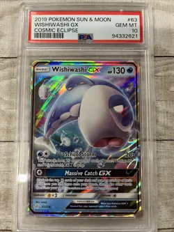 PSA 10 2019 Pokemon Sun & Moon Wishiwashi GX Cosmic Eclipse #63 - Image 1