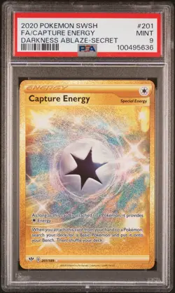 2020 POKEMON SWORD & SHIELD DARKNESS ABLAZE SECRET FULL ART/CAPTURE ENERGY PSA 9 - Image 1