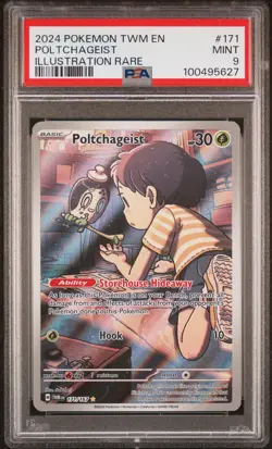 2024 POKEMON TWM EN-TWILIGHT MASQUERADE ILLUSTRATION RARE POLTCHAGEIST PSA 9 - Image 1
