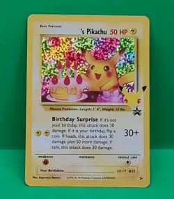 Mint Condition 2021 Pokemon Celebrations Birthday Pikachu Holo Black Star #24 - Image 1