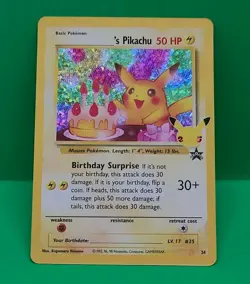 Mint Condition 2021 Pokemon Celebrations Birthday Pikachu Holo Black Star #24 - Image 2