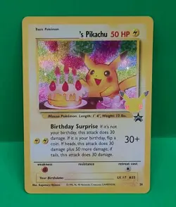 Mint Condition 2021 Pokemon Celebrations Birthday Pikachu Holo Black Star #24 - Image 3