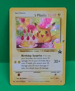 Mint Condition 2021 Pokemon Celebrations Birthday Pikachu Holo Black Star #24 - Image 4