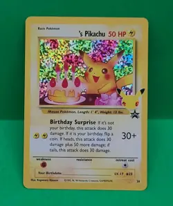 Mint Condition 2021 Pokemon Celebrations Birthday Pikachu Holo Black Star #24 - Image 5