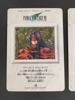 VINCENT Final Fantasy7 SQUARE BANDAI 1997 No.9 Japanese FOIL TCG card eb143 - Image 5