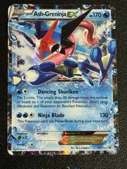 Ash-Greninja EX XY133 Black Star Promo Pokemon Card Damaged/HP - Image 1