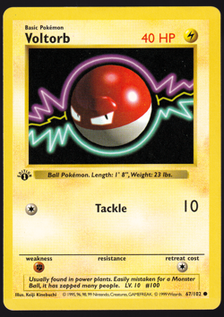 Voltorb 1st Edition Shadowless 67/102 Base Set Pokemon TCG Card 1999 LP - Image 1