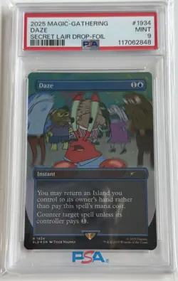 2025 Magic The Gathering SpongeBob Secret Lair Daze Foil #1934 PSA 9 Mint - Image 1