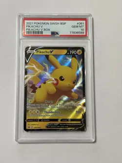 2021 Pokemon SWSH BSP Pikachu V Box #061 GEM MINT PSA 10 - Image 3