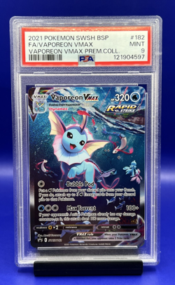 2021 POKEMON SWSH BLACK STAR PROMO #182 FULL ART/VAPOREON VMAX PSA 9 - Image 1