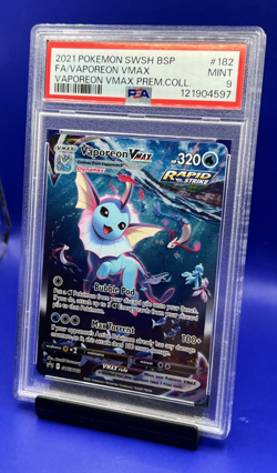 2021 POKEMON SWSH BLACK STAR PROMO #182 FULL ART/VAPOREON VMAX PSA 9 - Image 3