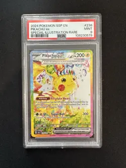 2024 POKEMON SSP EN-SURGING SPARKS SPECIAL ILLUSTRATION RARE PIKACHU EX PSA 9 - Image 1