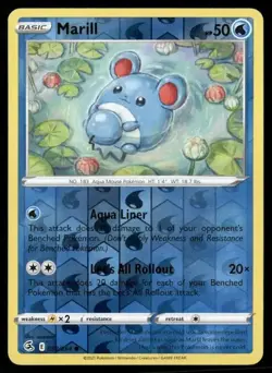 2021 Fusion Strike Set Pokemon Card 058 Marill Reverse Foil NM - Image 1