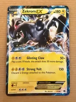 Pokemon TCG Zekrom EX BW Next Destinies Card 51/99 LP - Image 1