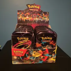 Pokemon TCG Mega Heroes Mini Tin Display Factory Sealed 10 Mini Tins - Image 1