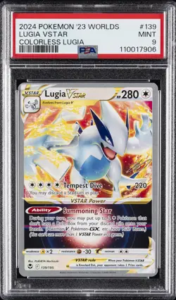 2024 POKEMON 2023 WORLD CHAMP DECK: COLORLESS LUGIA #139 LUGIA VSTAR PSA 9 - Image 1