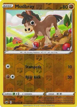 Pokemon TCG Card - Mudbray Reverse Holo 105/202 | Sword & Shield | NM/MINT! - Image 1