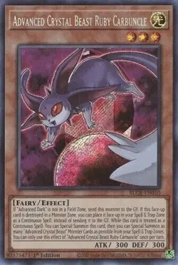 Advanced Crystal Beast Ruby Carbuncle BLCR-EN010 Secret Rare 1st Edition Yugioh - Image 1